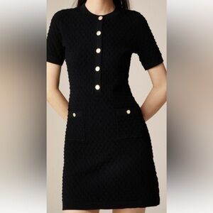 NWT J. Crew Black Button-Front Mini Sweater Dress Sz S